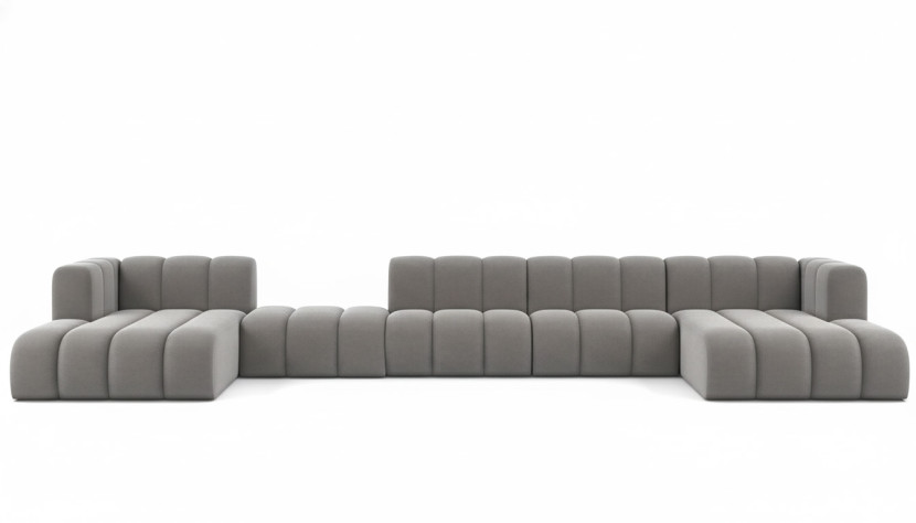 Narożnik w kształcie U, Grand U XL 500 cm, welur Salvador, Szary 909763