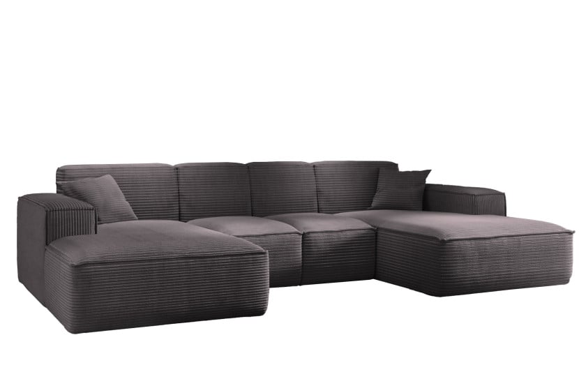 Narożnik w kształcie U SIENA, Sofa, Tkanina Poso, Ciemnoszary 754011