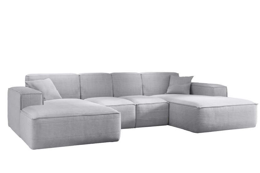 Narożnik w kształcie U SIENA, Sofa, Tkanina Poso, Jasnoszary 753933