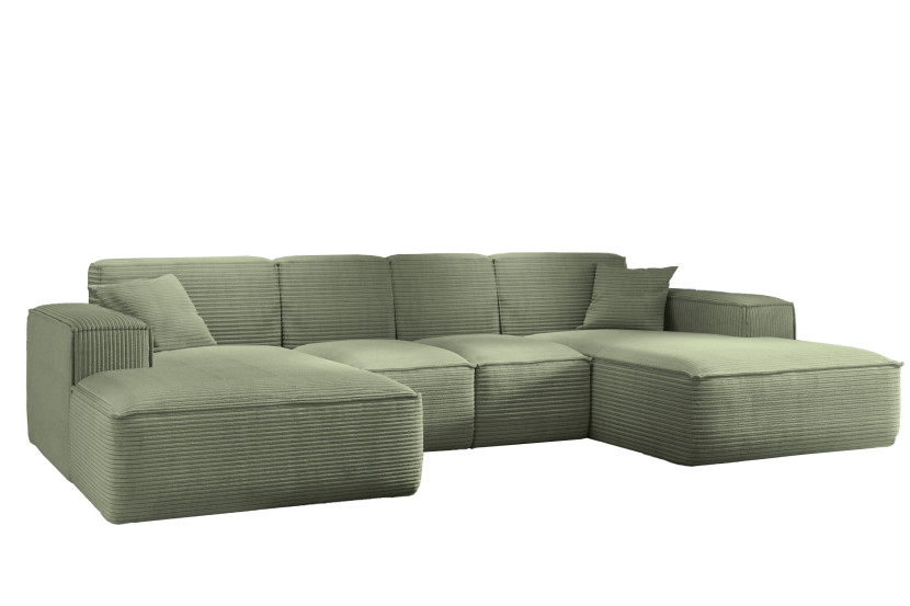 Narożnik w kształcie U SIENA, Sofa, Tkanina Poso, Jasnozielony 754010