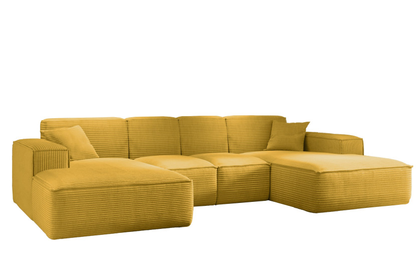 Narożnik w kształcie U SIENA, Sofa, Tkanina Poso, Żółty 754033