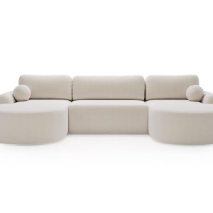 Narożnik w stylu Japandi U rozkładany Biały OLIO 678257 Narożnik w stylu Japandi U rozkładany Biały OLIO 678257