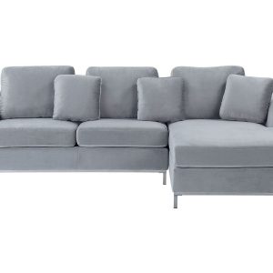 Narożnik welurowy sofa rogówka szary 62661 Narożnik welurowy sofa rogówka szary 62661