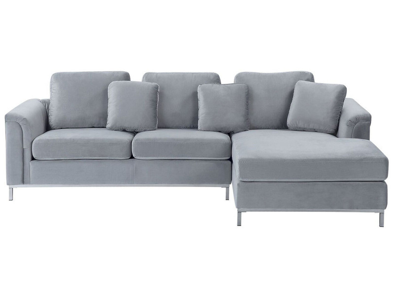 Narożnik welurowy sofa rogówka szary 62661