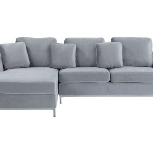Narożnik welurowy sofa szary 62717 Narożnik welurowy sofa szary 62717