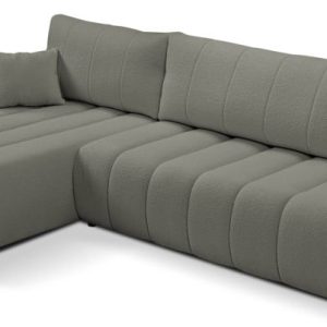 Narożnik z funkcją spania ALOO, lewostronny, tkanina boucle-szara 718086