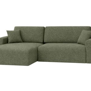 Narożnik z funkcją spania, Ariel L, szenil Artico, Moss, Lewy 879092