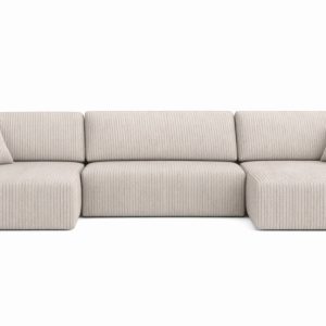 Narożnik z funkcją spania, Ariel U XL, sztruks Poso, Beżowy 881587