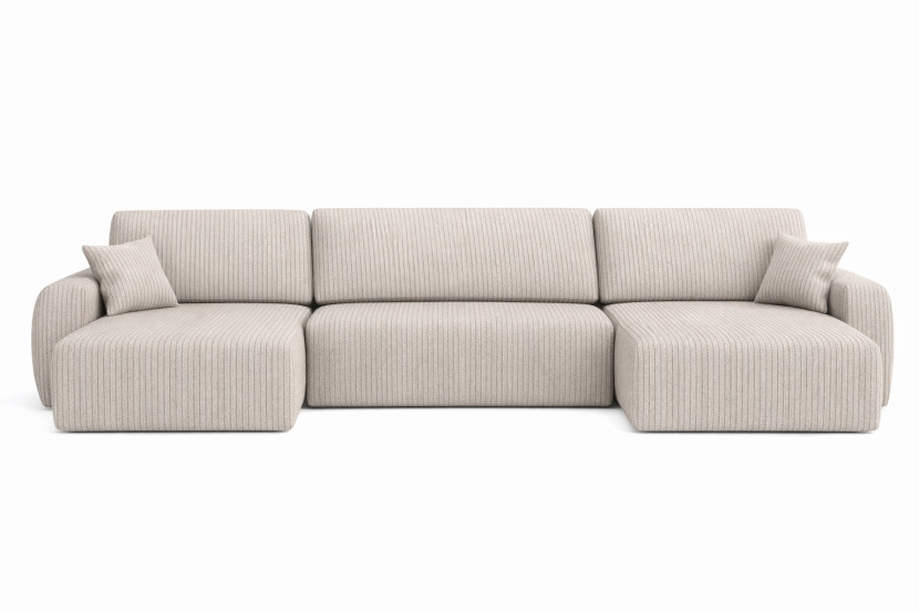 Narożnik z funkcją spania, Ariel U XL, sztruks Poso, Beżowy 881587