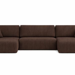 Narożnik z funkcją spania, Ariel U XL, sztruks Poso, Brązowy 881754