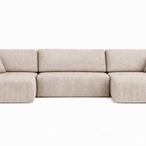 Narożnik z funkcją spania, Ariel U XL, sztruks Poso, Ciemnobeżowy 881693