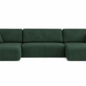 Narożnik z funkcją spania, Ariel U XL, sztruks Poso, Zielony 881597