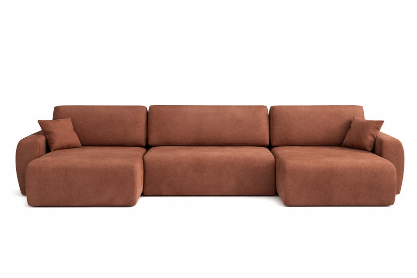 Narożnik z funkcją spania, Ariel U XL, welur Salvador, Ciemnobrązowy 881746
