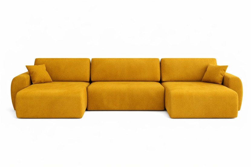 Narożnik z funkcją spania, Ariel U XL, welur Salvador, Żółty 881710