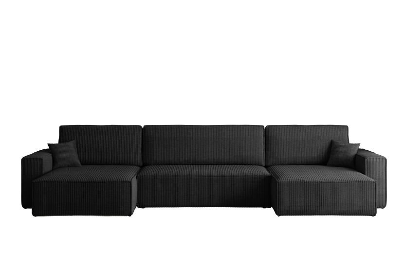Narożnik z funkcją spania BEST U XL, tkanina Poso Czarny 638811