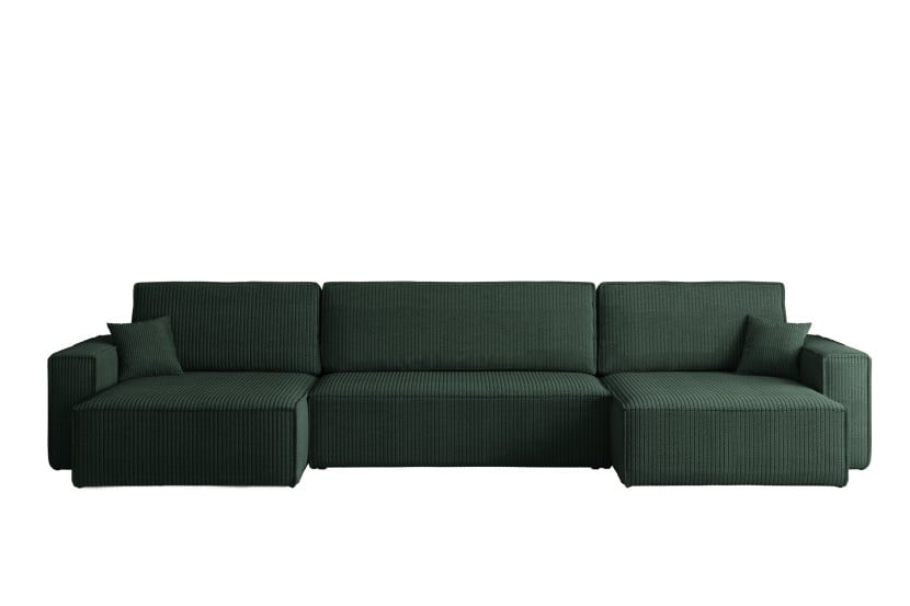 Narożnik z funkcją spania BEST U XL, tkanina Poso Zielony 638804