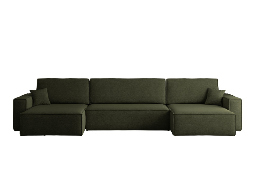 Narożnik z funkcją spania BEST U XL, tkanina Verita Ciemnozielony 638837