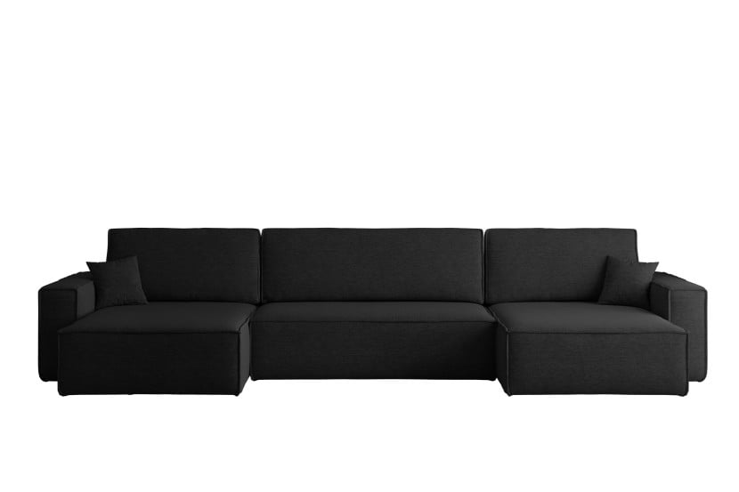 Narożnik z funkcją spania BEST U XL, tkanina Verita Czarny 638836