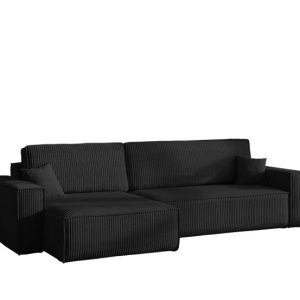 Narożnik z funkcją spania BEST XL tkanina Poso Czarny Lewy 824688