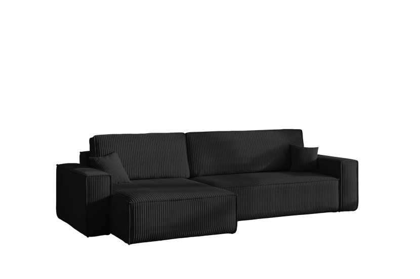 Narożnik z funkcją spania BEST XL tkanina Poso Czarny Lewy 824688