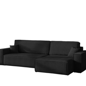 Narożnik z funkcją spania BEST XL tkanina Poso Czarny Prawy 824685