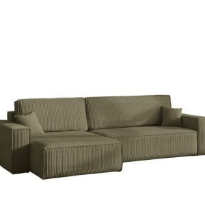 Narożnik z funkcją spania BEST XL tkanina Poso Oliwkowy Lewy 824692