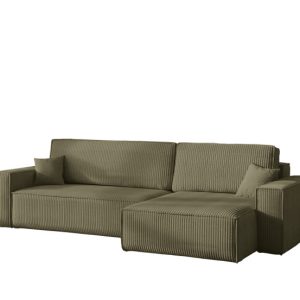 Narożnik z funkcją spania BEST XL tkanina Poso Oliwkowy Prawy 824699