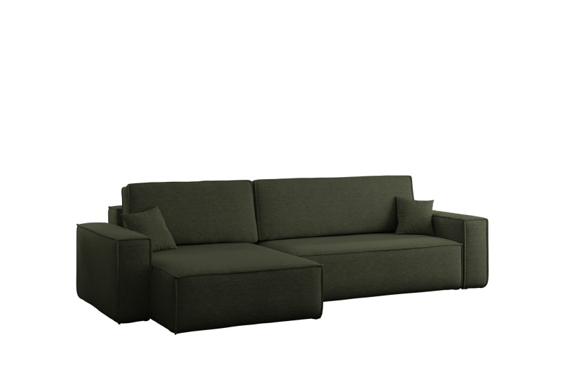 Narożnik z funkcją spania, BEST XL tkanina Verita Lewy Ciemnozielony 638879