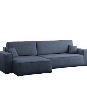 Narożnik z funkcją spania, BEST XL tkanina Verita Lewy Granatowy 638777 Narożnik z funkcją spania, BEST XL tkanina Verita Lewy Granatowy 638777
