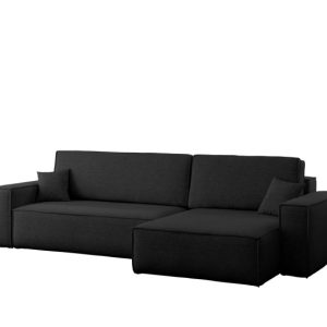 Narożnik z funkcją spania, BEST XL tkanina Verita Prawy Czarny 638846 Narożnik z funkcją spania, BEST XL tkanina Verita Prawy Czarny 638846