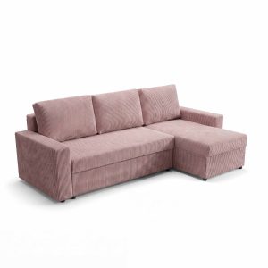 Narożnik z funkcją spania do salonu NIRVANA PLUS sztruks różowy 1037493 Narożnik z funkcją spania do salonu NIRVANA PLUS sztruks różowy 1037493