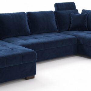 Narożnik z Funkcją Spania Do Salonu Portos w Kształcie U Granatowy Prawy 1073571 Narożnik z Funkcją Spania Do Salonu Portos w Kształcie U Granatowy Prawy 1073571
