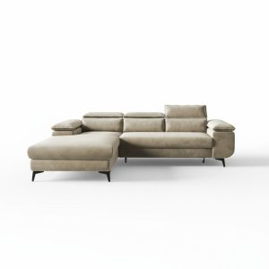 Narożnik z funkcją spania Flat lewostronny beżowy welur 1000935 Narożnik z funkcją spania Flat lewostronny beżowy welur 1000935