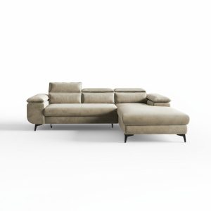 Narożnik z funkcją spania Flat prawostronny beżowy welur 1000937 Narożnik z funkcją spania Flat prawostronny beżowy welur 1000937