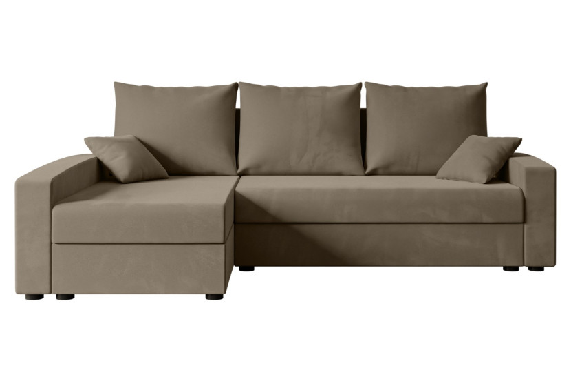 Narożnik z funkcją spania i pojemnikiem ALESIA-L 231x140x90 cm Brązowy 707990