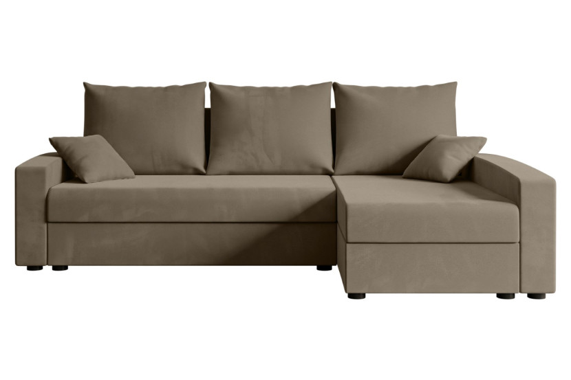 Narożnik z funkcją spania i pojemnikiem ALESIA-L 231x140x90 cm Brązowy 707865