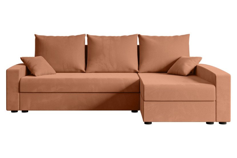 Narożnik z funkcją spania i pojemnikiem ALESIA-L 231x140x90 cm Morelowy 707922