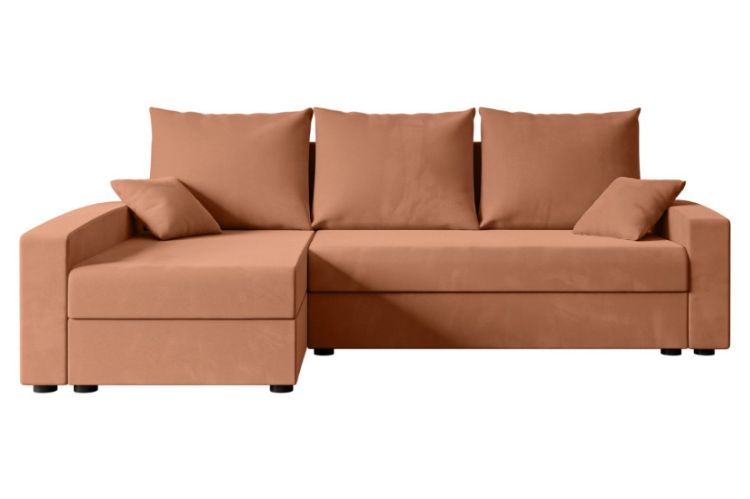 Narożnik z funkcją spania i pojemnikiem ALESIA-L 231x140x90 cm Morelowy 707814