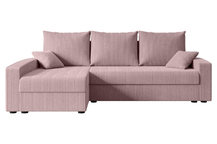 Narożnik z funkcją spania i pojemnikiem ALESIA-L 231x140x90 cm Różowy 707966