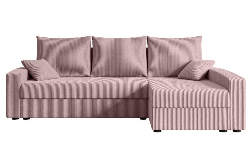 Narożnik z funkcją spania i pojemnikiem ALESIA-L 231x140x90 cm Różowy 707849