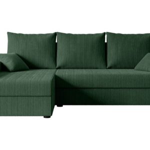 Narożnik z funkcją spania i pojemnikiem ALESIA-L 231x140x90 cm Zielony 707783 Narożnik z funkcją spania i pojemnikiem ALESIA-L 231x140x90 cm Zielony 707783
