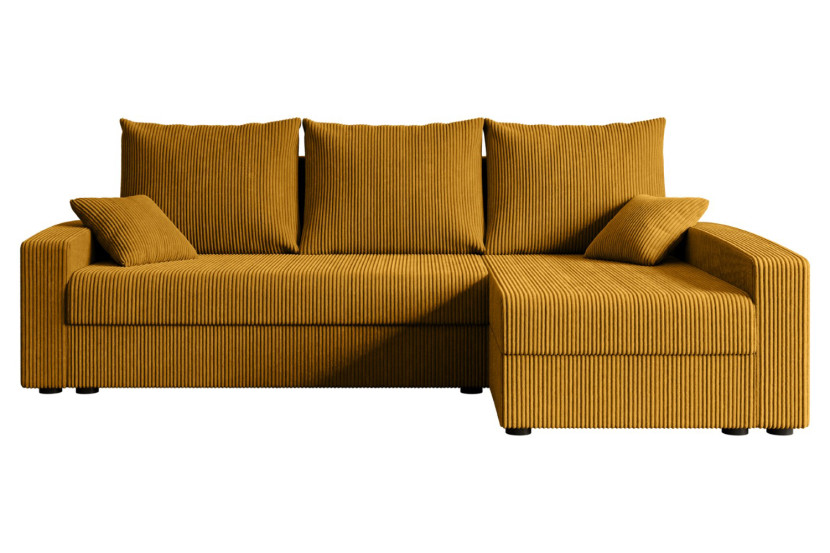 Narożnik z funkcją spania i pojemnikiem ALESIA-L 231x140x90 cm Żółty 707811