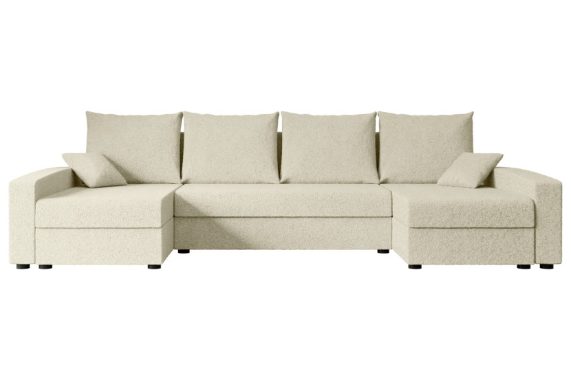 Narożnik z funkcją spania i pojemnikiem ALESIA-U 301x140x90 cm Beżowy 487625
