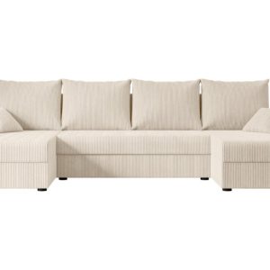 Narożnik z funkcją spania i pojemnikiem ALESIA-U 301x140x90 cm Beżowy 487657 Narożnik z funkcją spania i pojemnikiem ALESIA-U 301x140x90 cm Beżowy 487657