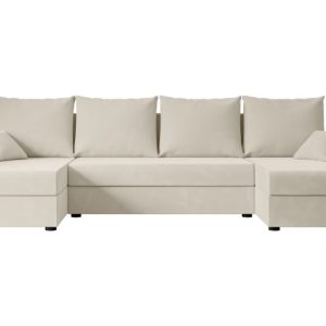 Narożnik z funkcją spania i pojemnikiem ALESIA-U 301x140x90 cm Beżowy 487670 Narożnik z funkcją spania i pojemnikiem ALESIA-U 301x140x90 cm Beżowy 487670
