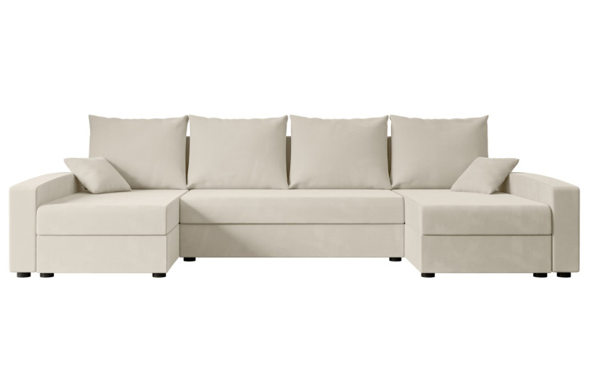 Narożnik z funkcją spania i pojemnikiem ALESIA-U 301x140x90 cm Beżowy 487670