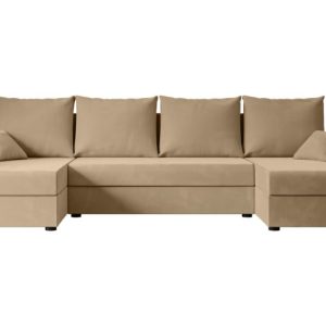 Narożnik z funkcją spania i pojemnikiem ALESIA-U 301x140x90 cm Beżowy 487613 Narożnik z funkcją spania i pojemnikiem ALESIA-U 301x140x90 cm Beżowy 487613