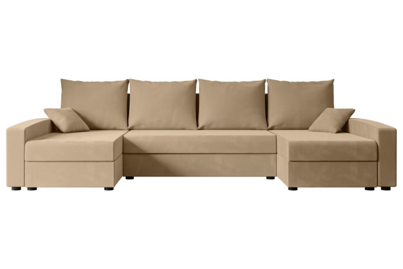 Narożnik z funkcją spania i pojemnikiem ALESIA-U 301x140x90 cm Beżowy 487613