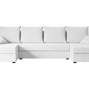 Narożnik z funkcją spania i pojemnikiem ALESIA-U 301x140x90 cm Biały 487636 Narożnik z funkcją spania i pojemnikiem ALESIA-U 301x140x90 cm Biały 487636