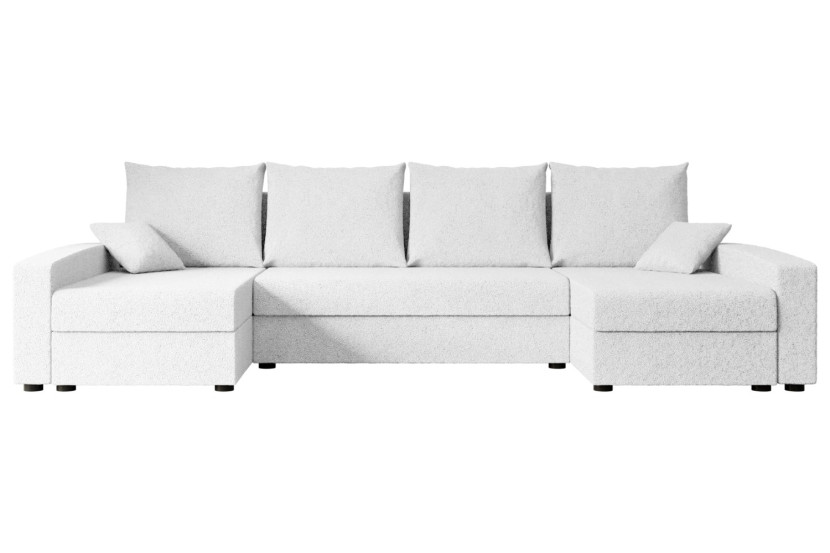 Narożnik z funkcją spania i pojemnikiem ALESIA-U 301x140x90 cm Biały 487636